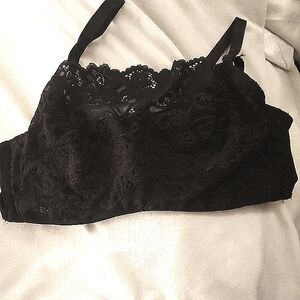 NWOT Olga Pretty Lace Camisole Cami Bra Full Underwire 35263 Black Sz 42C